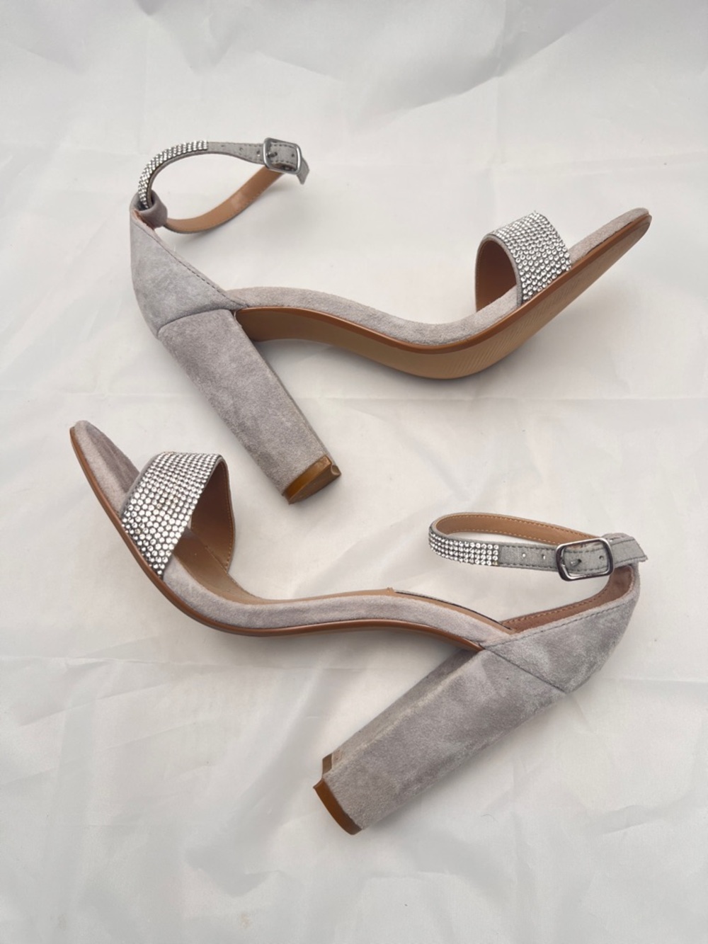 Steve Madden 'Kalina' Rhinestone Embellished Suede Ankle-strap Sandals - Size 7